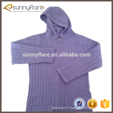 cashmere knit hooded cable cardigan sweater design for girl